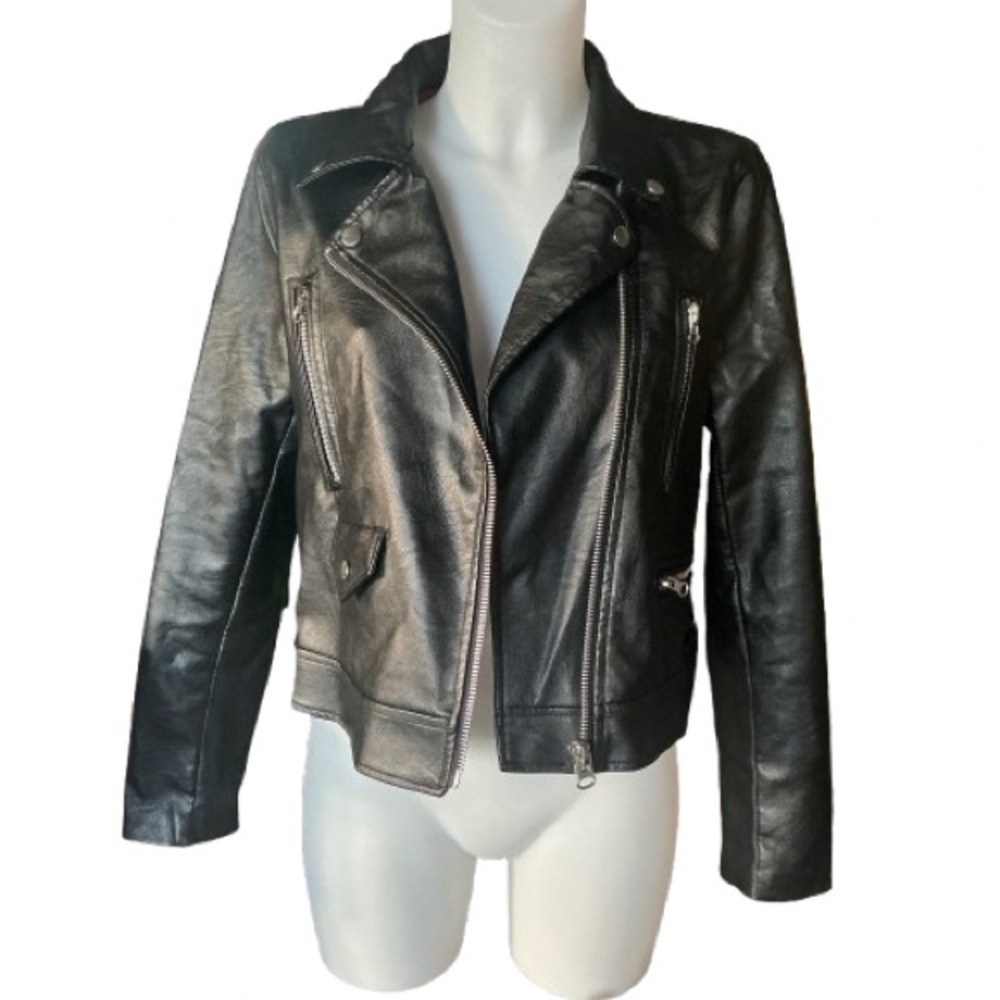 Love Tree Black Vegan Leather Moto Jacket Size Large